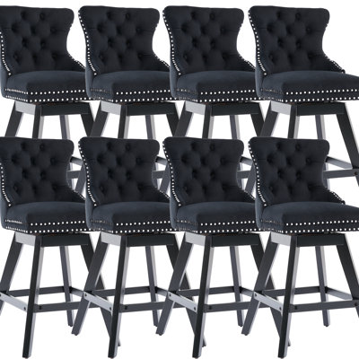 Modern Swivel Velvet Counter Height Bar Stools (Set of 8) by Blu Aired Merch