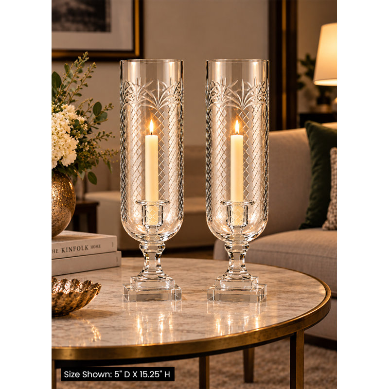 15.5'' H Glass Tabletop Hurricane