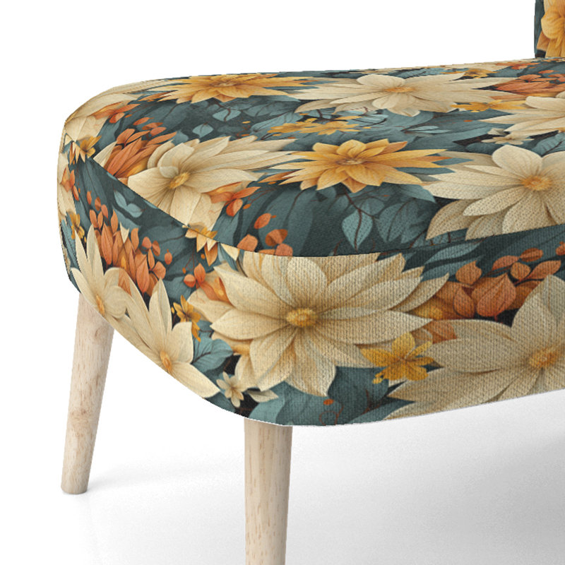 Chaise d'appoint rembourrée Chrysanthemums Mandala Boho