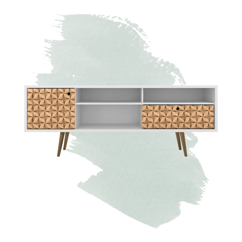 Darryl TV Stand, White/3D Brown Print