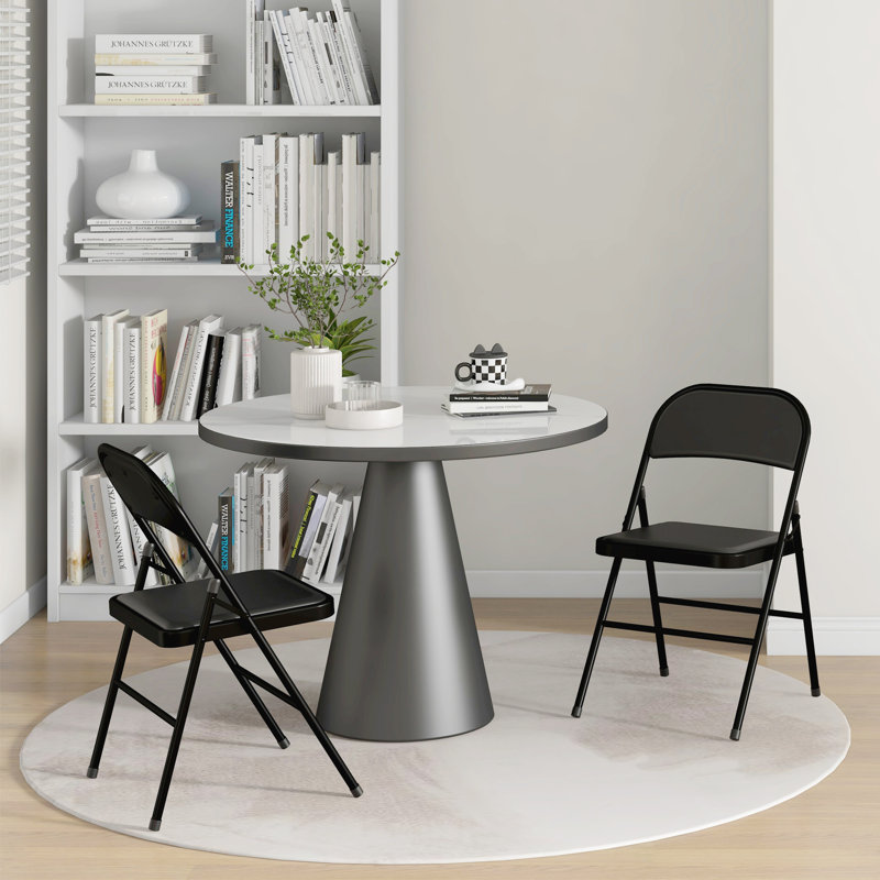 Chaises pliantes en métal avec coussin en cuir PU et chaises pliantes noires