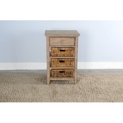 Solid Wood End Table with Storage