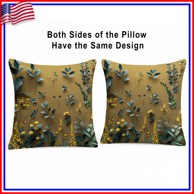 Coussin Botanical, 16 x 16 inches