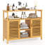 Organisateur de rangement en bambou pour armoire de salle de bain à 2 portes avec tablettes de salon