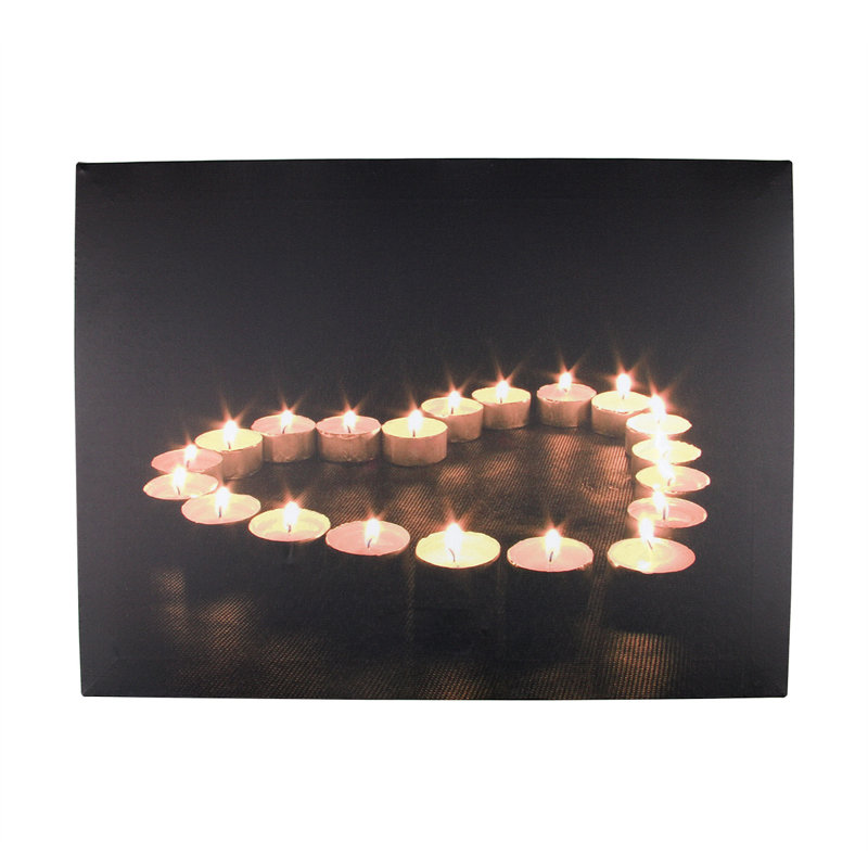 Art mural en forme de cœur en forme de bougie scintillante à DEL 15,75 po