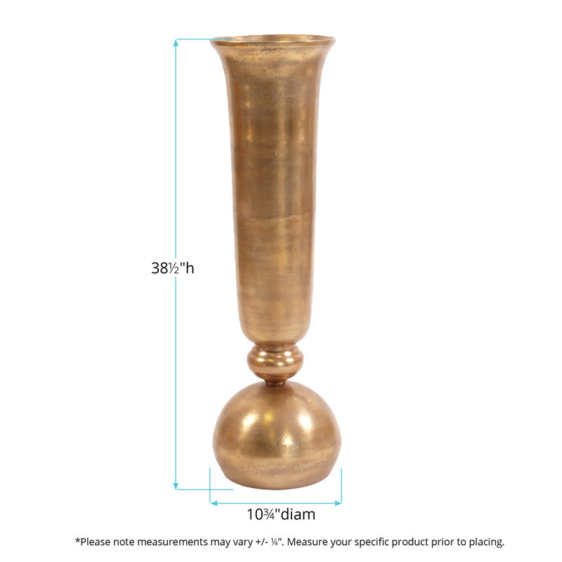 Handmade Metal Floor Vase, Gold