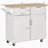 41" Modern Rolling Kitchen Island on Wheels, Utility Cart Storage Trolley with Rubberwood Top & Drawers, White-816034428