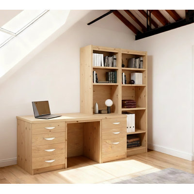 Brelon 5 Piece Computer Desk Office Set with Hutch Bookcase
