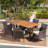 Tiggs 6 - Person Acacia Solid Wood Patio Dining Set Rectangular Table with Cushions Included
