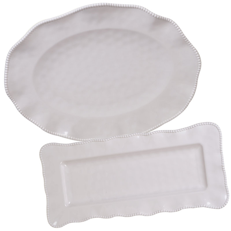 Certified International Perlette 2 Piece Platter Set, Cream