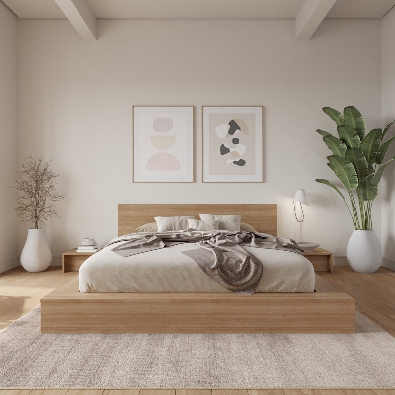 Makoa 3 Piece Low Profile Platform Bedroom Set, Brown, Queen