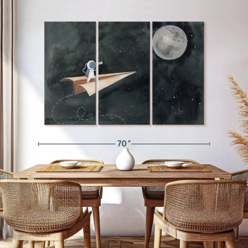 Ashelle papier avion à la lune, H 42 po x l 65 po