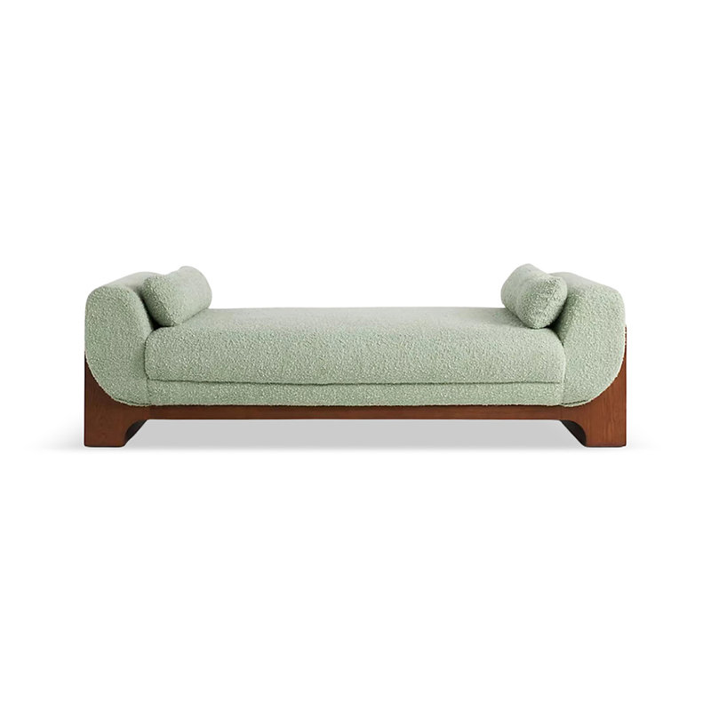Banc rembourré vert, 16.54" H x 70.87" W x 19.69" D