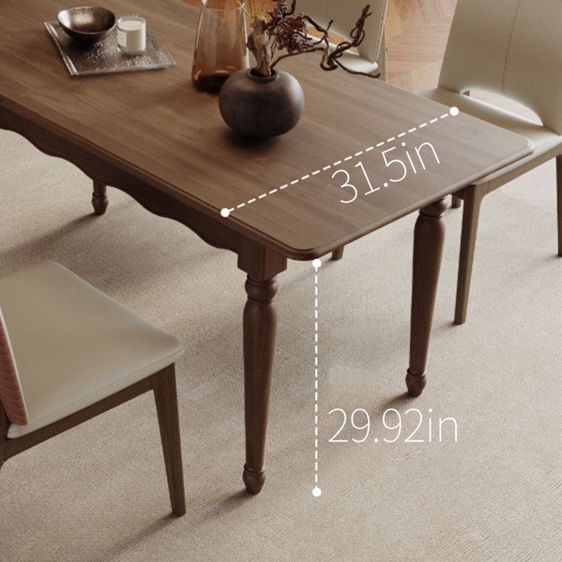 Solid wood walnut dining table set, 5 Piece Dining Set
