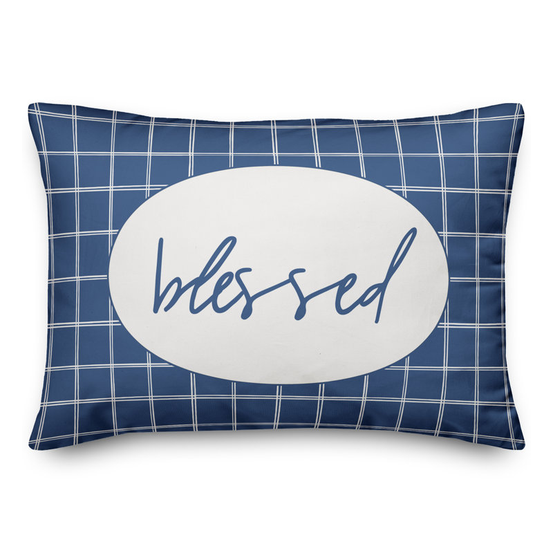  Housse de coussin rectangulaire et insert Blessed, Bleu