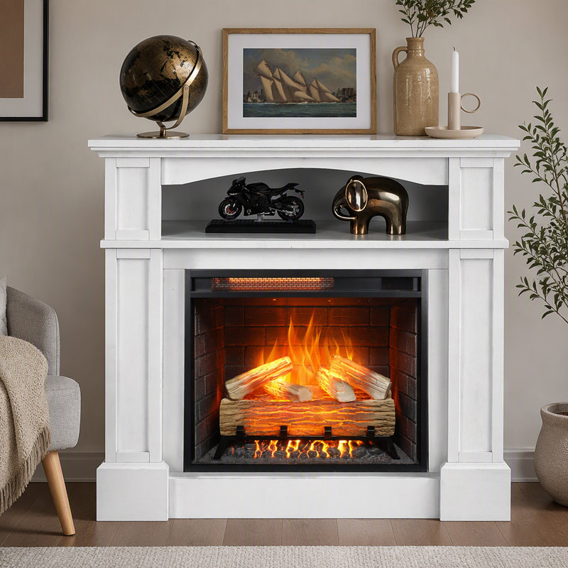 23 Inch Infrared  Heating Electric Fireplace Insert, With Log Set & Realistic Flame, Remote Control With Timer, Overheating Protection