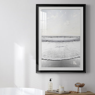 Rivage serein - Tableau sous verre avec passe-partout, grand format, idéal pour le salon