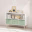 Bibliothèque pour enfants avec tiroirs en tissu pliables, présentoir à livres pour enfants, armoire de rangement pour jouets, blanc / vert