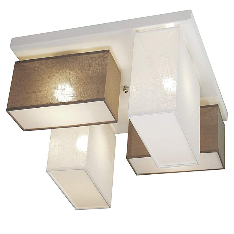 Eris Fabric Semi Flush Mount, White/Light brown