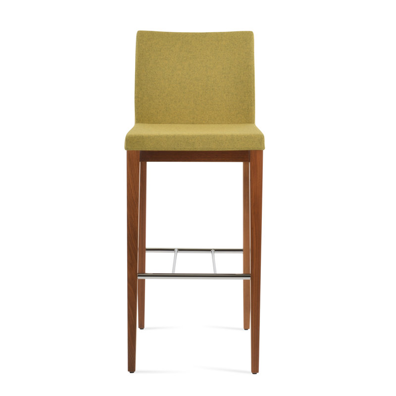 Tabouret de bar Aria, Laine ambre, Noyer
