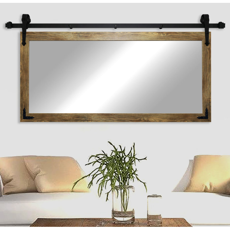 Neace Wood Wall Mirror, 37" H x 66" W, Brown Barnwood