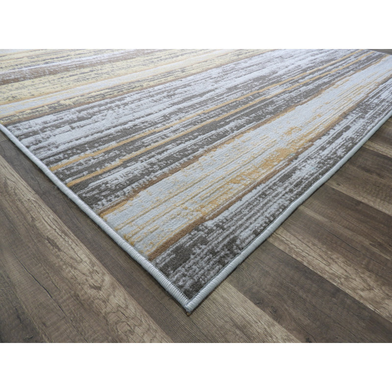 Nolasco Striped Blue/Gray Area Rug, Rectangle 5' x 7'