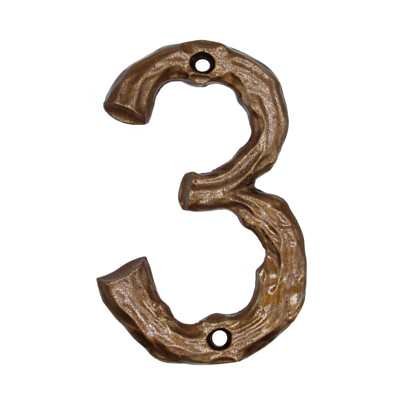 Numéro de maison de 4 po, 3, Bronze luxueux