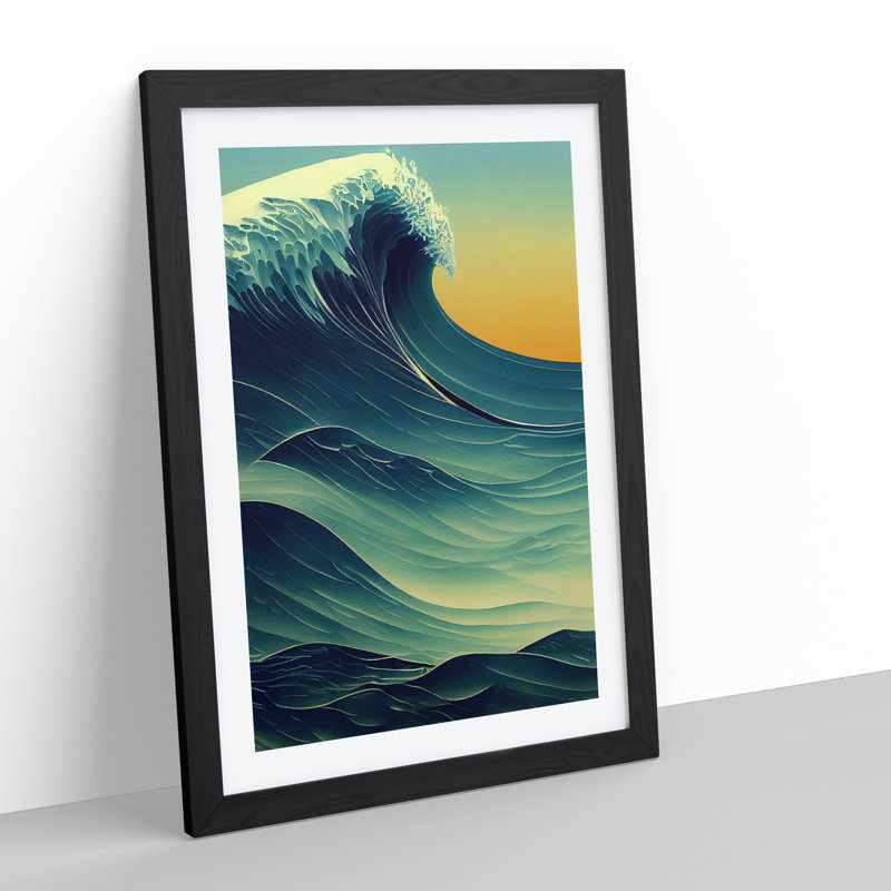 Sunset Ocean Wave No.2 - Framed Print, Black Framed, 34cm H x 25cm W x 2cm D