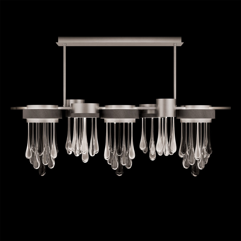 Rain 56.25"W Linear Pendant, Ombre Silver