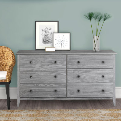 Greenport 6 Drawer 63.75" Solid Wood Double Dresser