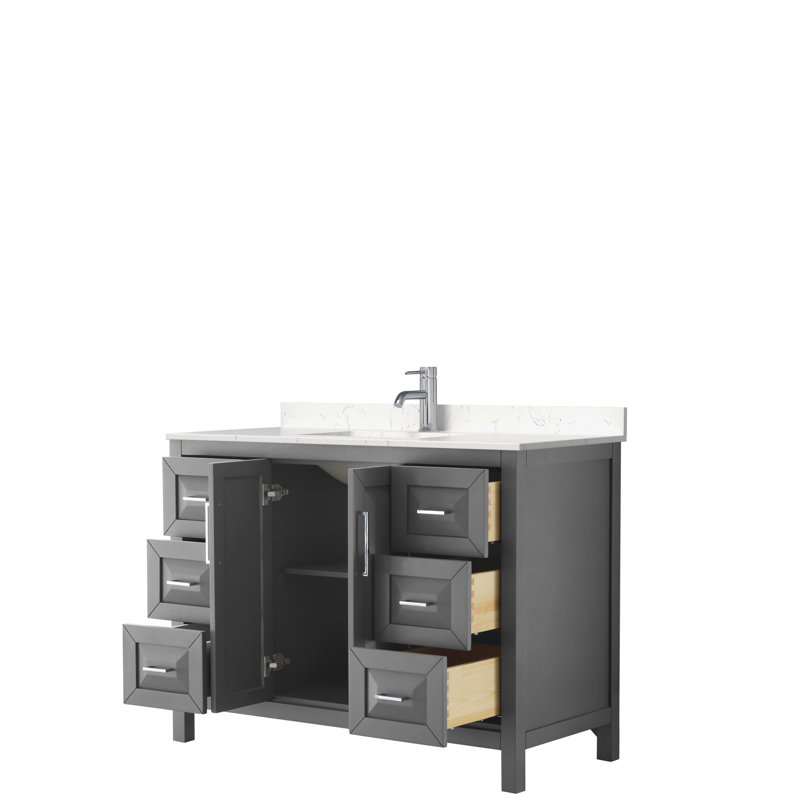 Daria Single Bathroom Vanity Set, Dark Gray, Polished Chrome, 48"