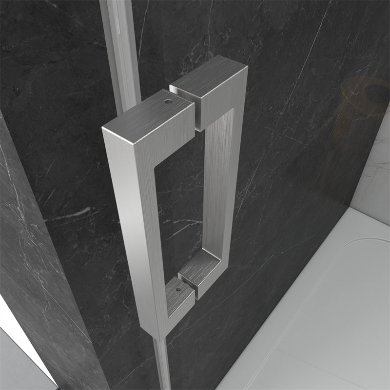 48'' W 76'' H Frameless Rectangle Reversible Shower Stall, Brushed Nickel