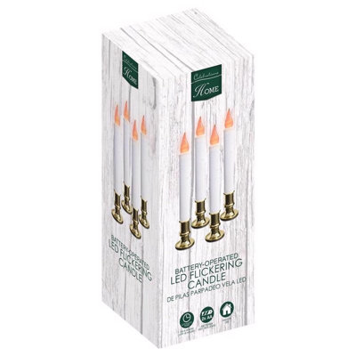 Unscented Flameless Taper Candle with Metal Holder