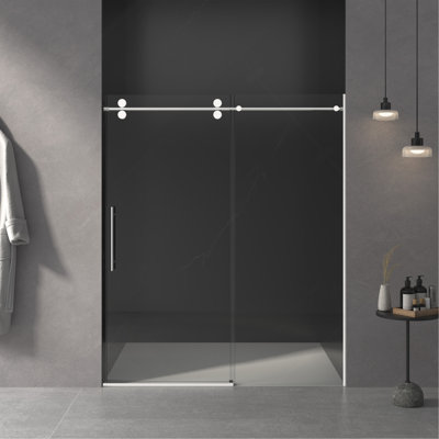 56"-60"W x 72"H Frameless Shower Door, Sliding Shower Door, with Premium 5/16"(8mm) Thick Tempered Glass Shower Enclosure ,Double Side Easy Clean Coat,Chrome Finished With Buffer