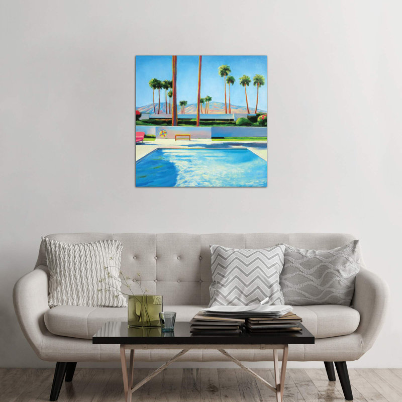 Palm Springs Pool by Ieva Baklane - Wrapped Canvas Painting, 66.04 cm H x 66.04 cm W x 1.91 cm D
