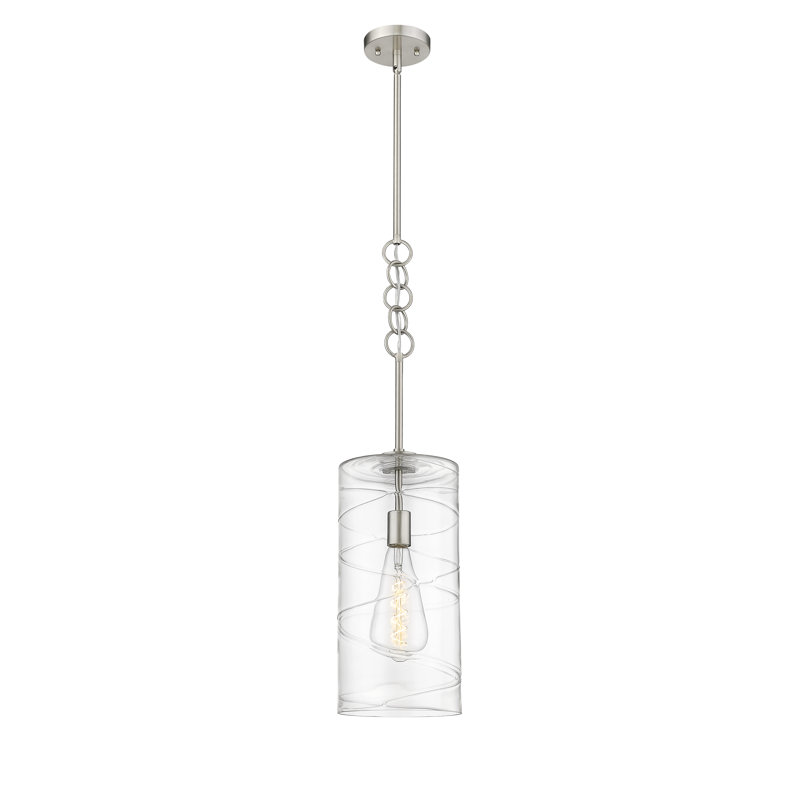 Luminaire suspendu cylindrique simple à 1 lumière Aliyya, Nickel satiné brossé