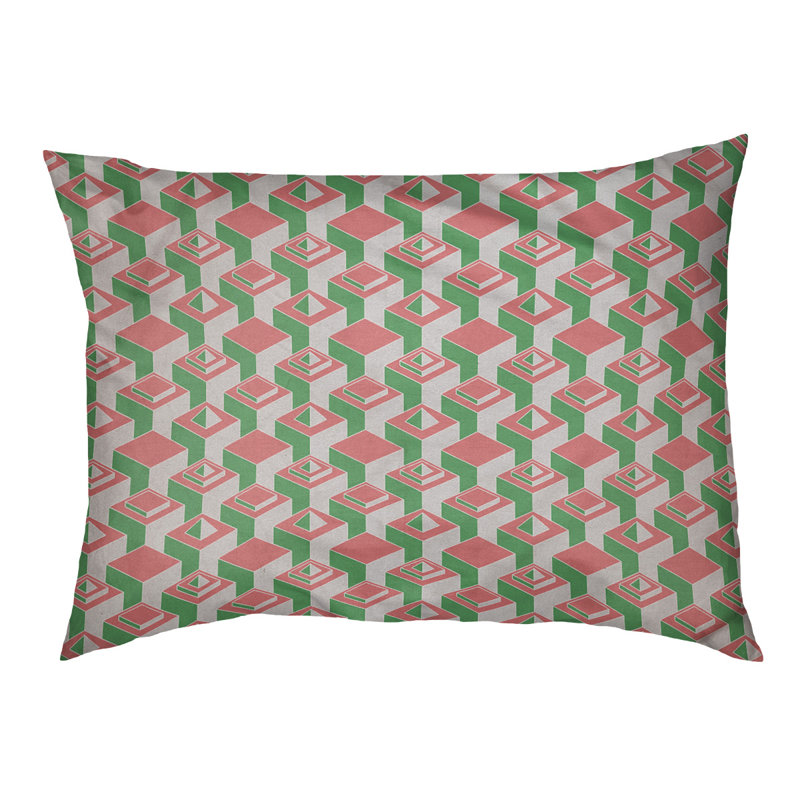 Coussin pour chien intérieur à motif skyscrapers Chen, Grand (l 50 po x P 7 po x H 40 po), Rouge / Vert