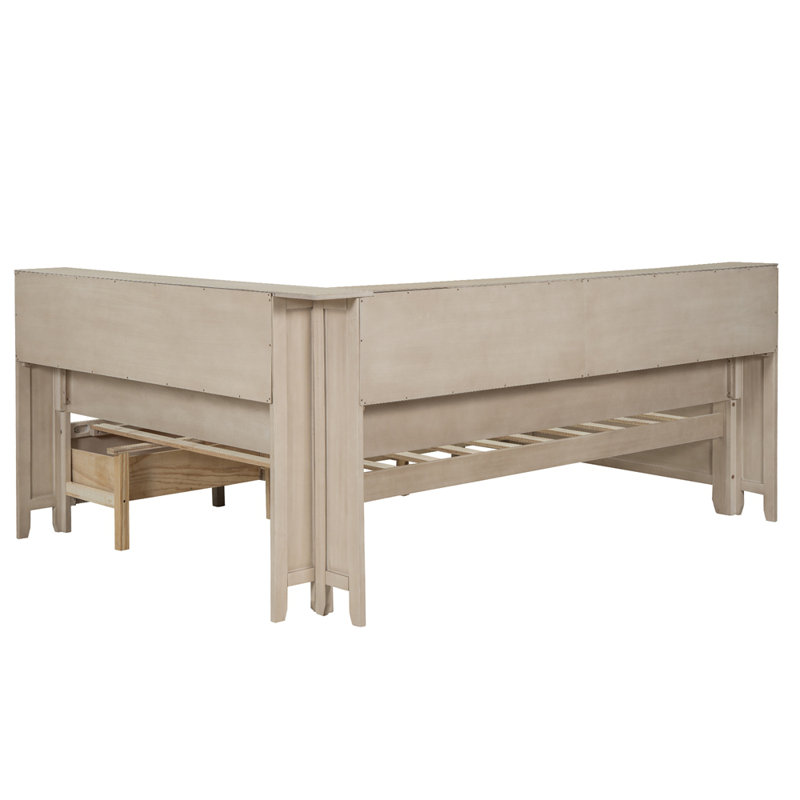 Wood Daybed with Storage Shelves and 3 Drawers, Full