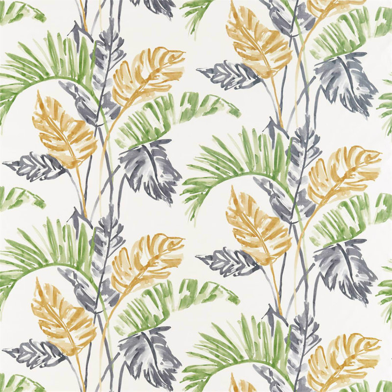 Toshiko Fabric, Saffron/Charcoal/Wasabi