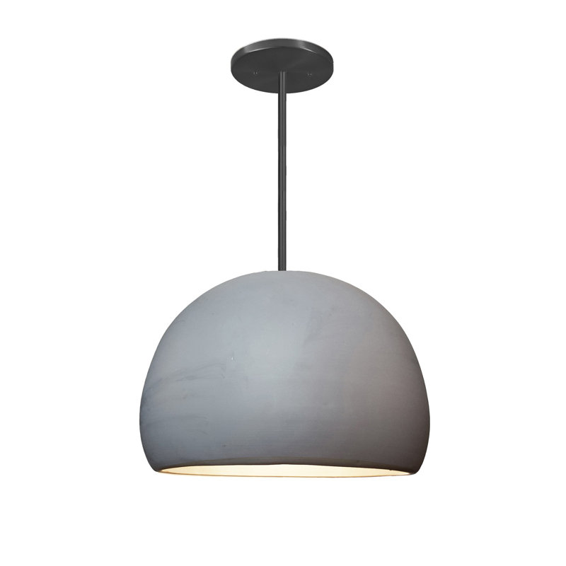 Luminaire simple en dôme de porcelaine 16 po, Noir, Incandescent, Gris mat