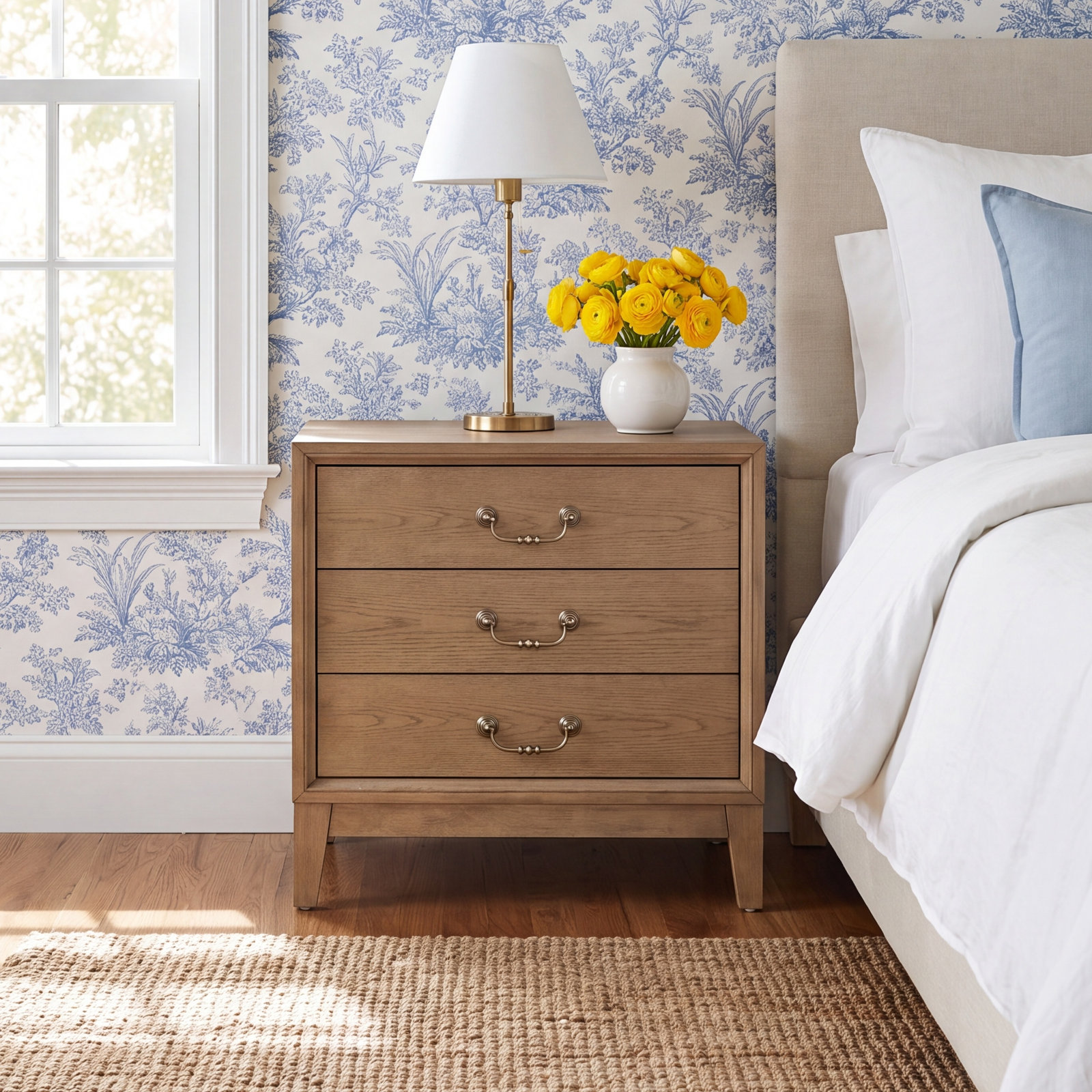 Bartlett 3-Drawer Oak Nightstand, Brown