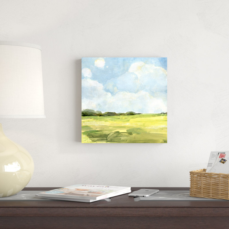 «Open Fields II» par Annie Warren - peinture sur toile tendue, H 12 po x l 12 po
