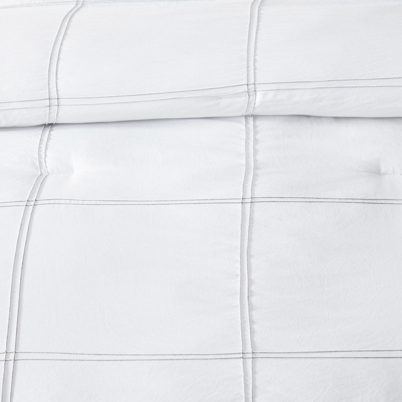 Twin White and Black Microfiber Reversible Comforter Set