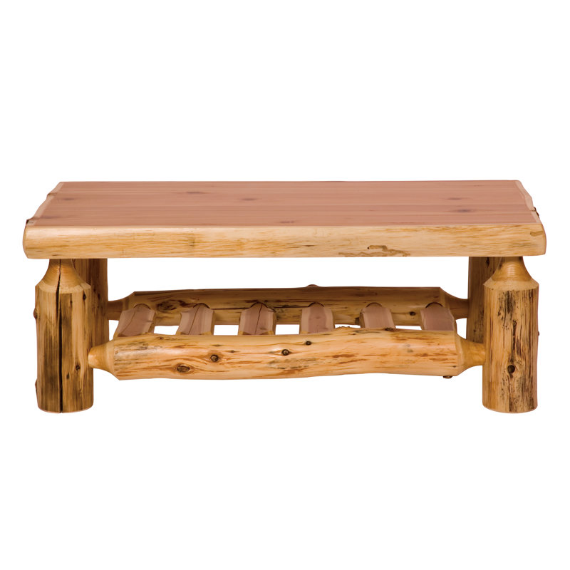 Fireside Lodge Cedar Log Rectangle Coffee Table - 40" x 20" - Natural - Standard, Standard, 18" H x 40" W x 20" D