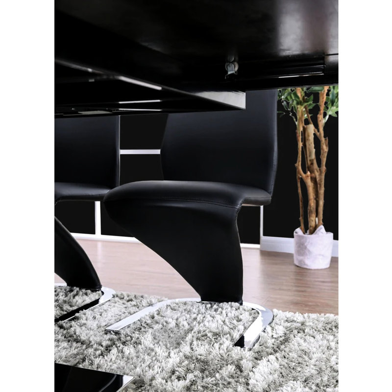 2 chaises de salle à manger latérales confortables de style contemporain noir avec base en forme de Z pour le revêtement de la pièce et -