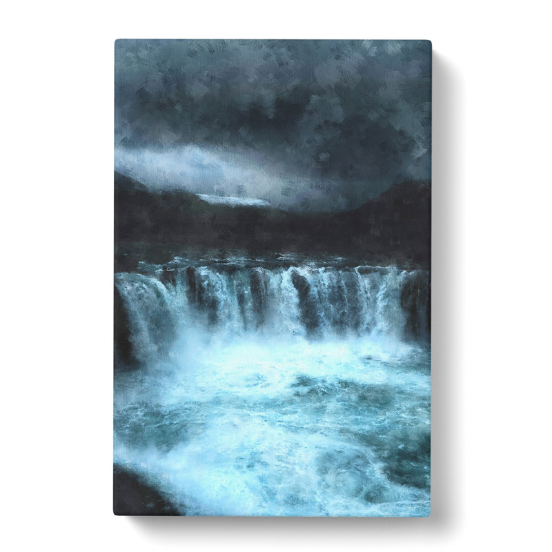Moody Waterfall In Iceland - Wrapped Canvas, 60cm H x 40cm W x 3cm D