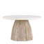 Table basse ronde en bois naturel avec plateau en marbre-115159625