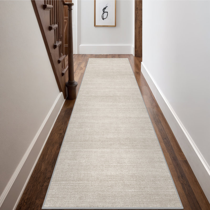 Vintage Striped Non Slip Washable Area Rug, Runner 2' x 10', Beige
