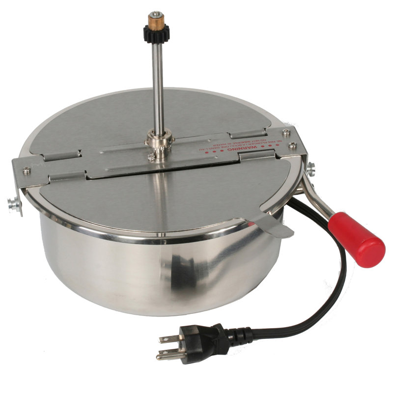 Bouilloire de remplacement 8 onces pour machine à maïs soufflé - 750 W bouilloire avec couvercle, agitateur, arbre d'engrenage et prise à 3 broches par Great Northern Popcorn