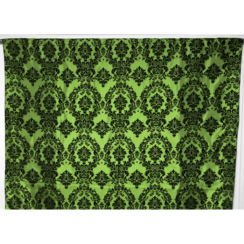 Amboy Semi Sheer Curtain Single Panel, 56" W x 72" L, Black/Lime Green